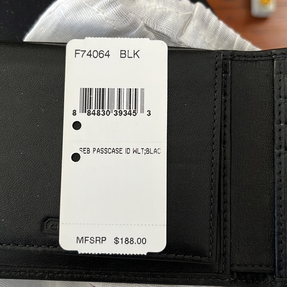 Coach Black Signature Black Leather Wallet with removable ID card wallet - NWT - Picture 10 of 11